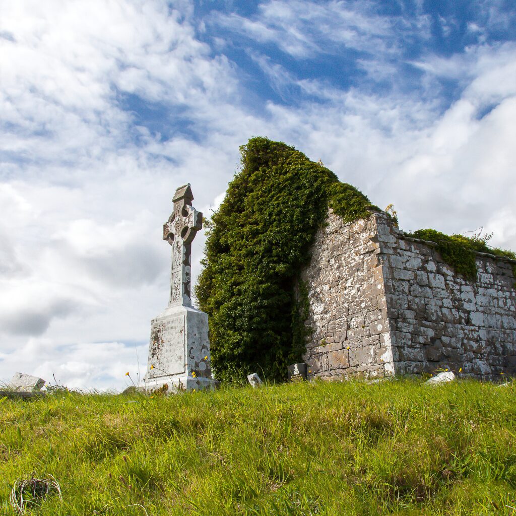 an old ruin of a church in rural ireland